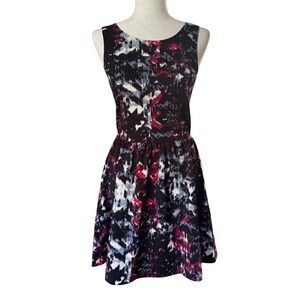 Vintage Love Ady Abstract Print Sleeveless Fit Flare‎ Dress Women Med Mini Y2K